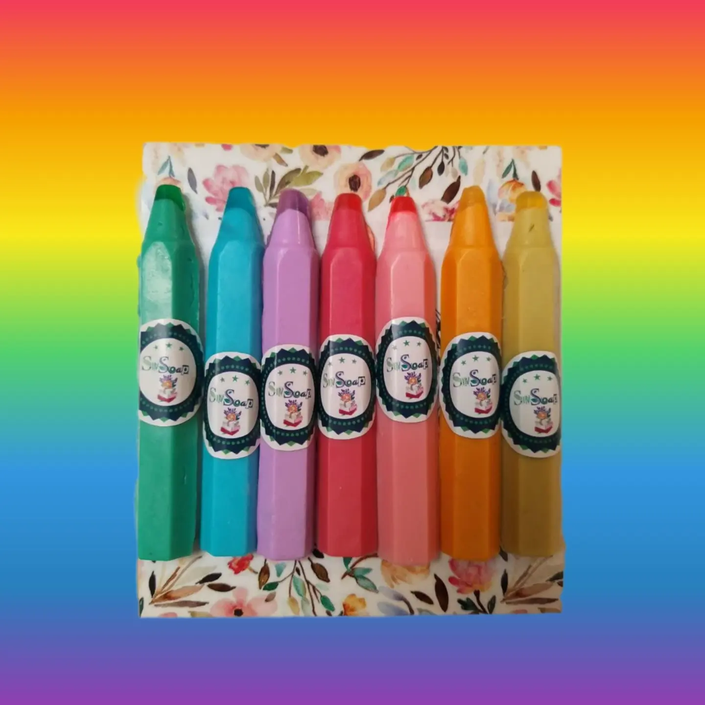 صابون طرح مداد رنگی پک هفت رنگ (مناسب دانش آموزان و کودکان)
