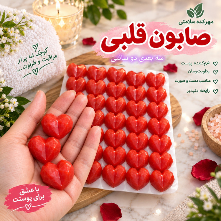 گیفت ق مثل قلب قرمز(مینی صابون قلب سه بعدی)