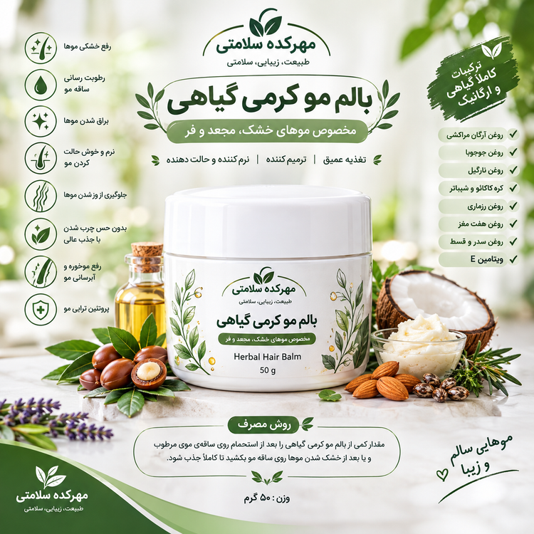 بالم مو گیاهی مهرکده سلامتی ۵۰ گرمی